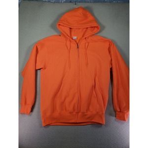 High Visibility Hoodie Mens Large Orange Full Zip Fleece Construction Yard Work‎